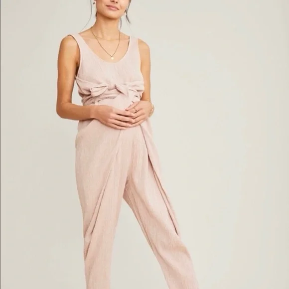 Hatch maternity wraparound jumpsuit Iris gingham 1 small pink - Picture 2 of 3